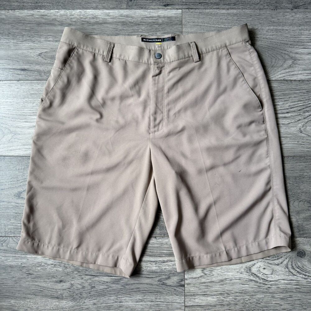 Greg Norman Men's ML75 Microlux Casual Chino Golf Shorts - Tan (Size 36)